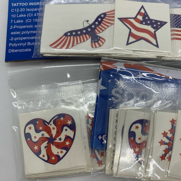 3 packs of Temporary Tattoos Patriotic Flags Stars - Picture 2 of 7